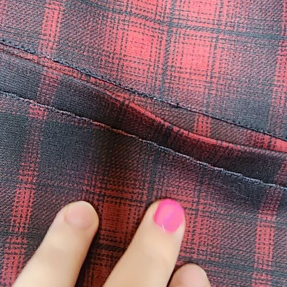 4X Plussize Red Buffalo Plaid Mini Skirt High Rise Pockets Belt loops Stretch Kn - Picture 5 of 13